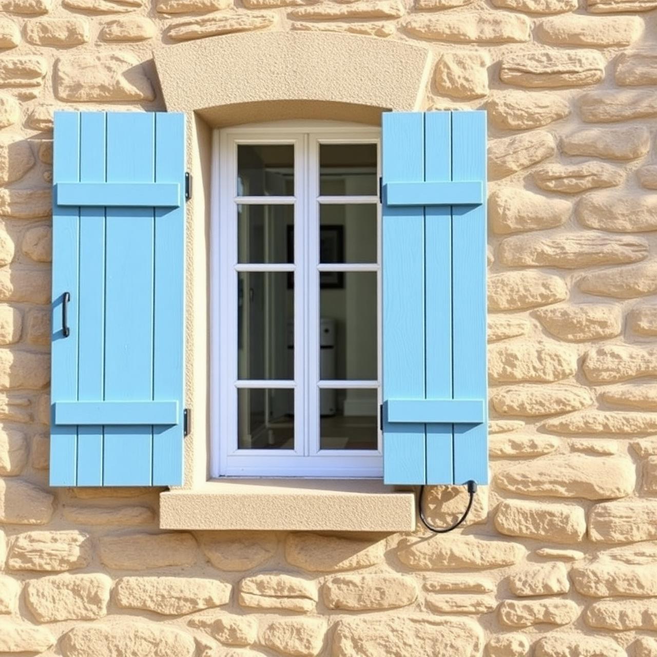 Façade en pierre nettoyée et volets repeints